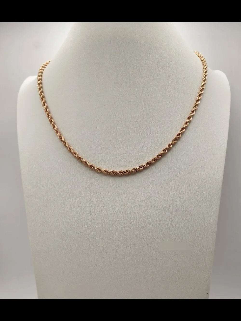 Elegant Solid Gold Plated Rope Chain Necklace 2.5mm